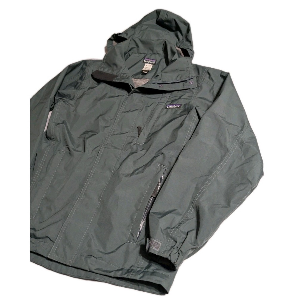 Patagonia Eco Rain Shell Jacket Mens XS Gray H2No Waterproof Hooded Raincoat - Picture 2 of 8